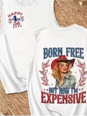 NWOT White Fourth Of July Graphic Tank Top, Plus Sizes, Summer Tank